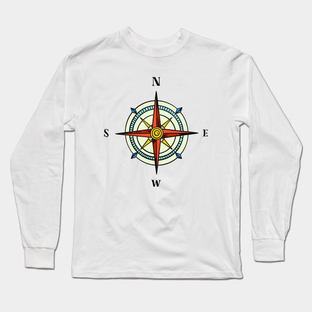 Compass Long Sleeve T-Shirt by Mako Design 